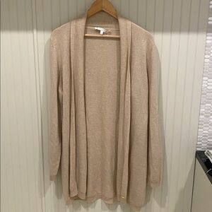 Women's Beige Open Front 100% Cashmere Sweater